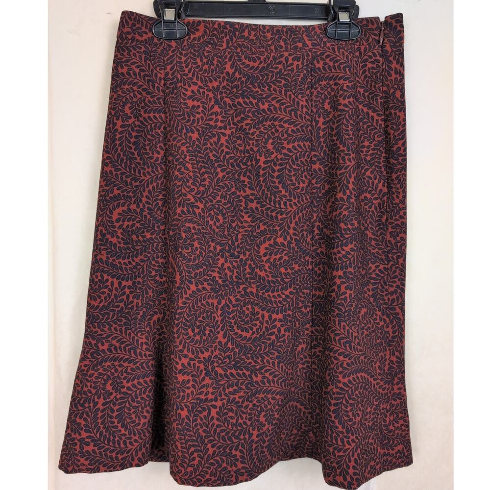 Loft brown black dark floral midi skirt Size 2 Preppy Whimsigoth Retro Classic